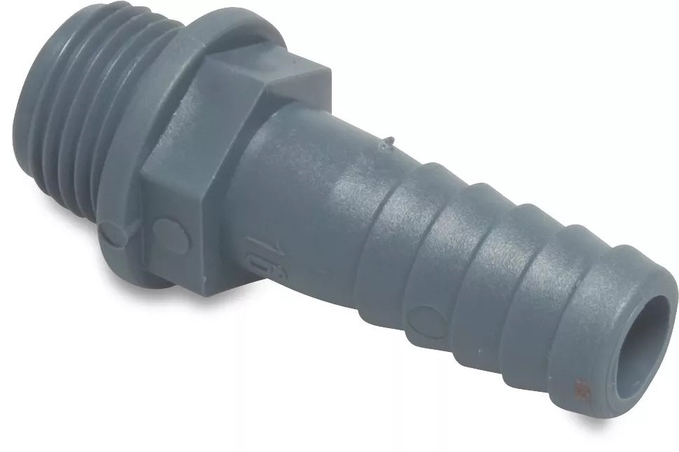 ¾" M x 20mm Hose Tail, Polypropylene, Male thread x hose tail