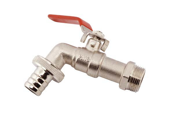 ¾" Brass Ball bib tap with Stainless Steel handle, ¾" male thread x 19mm hose tail