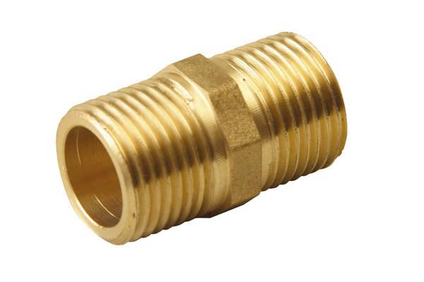 1" x 1" Brass Double Nipple, Male thread x Male thread