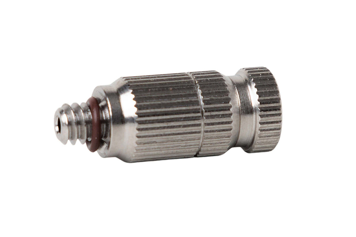 A stainless steel misting nozzle for a climate control system.