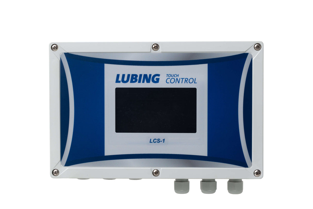 A Lubing Top-Climate touch controller with a blue and white color scheme, featuring a display screen and control buttons.