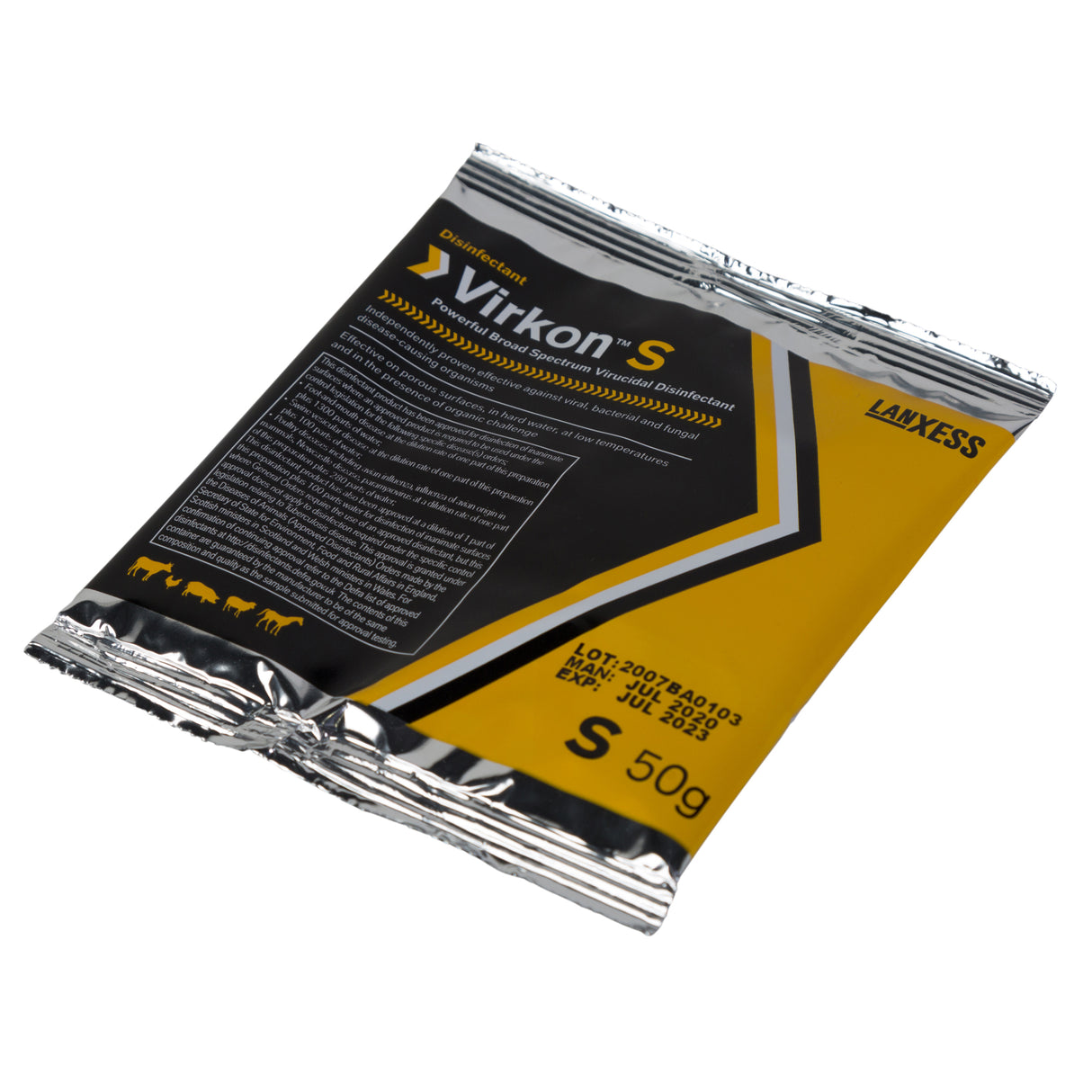 Single sachet of Virkon S Powder