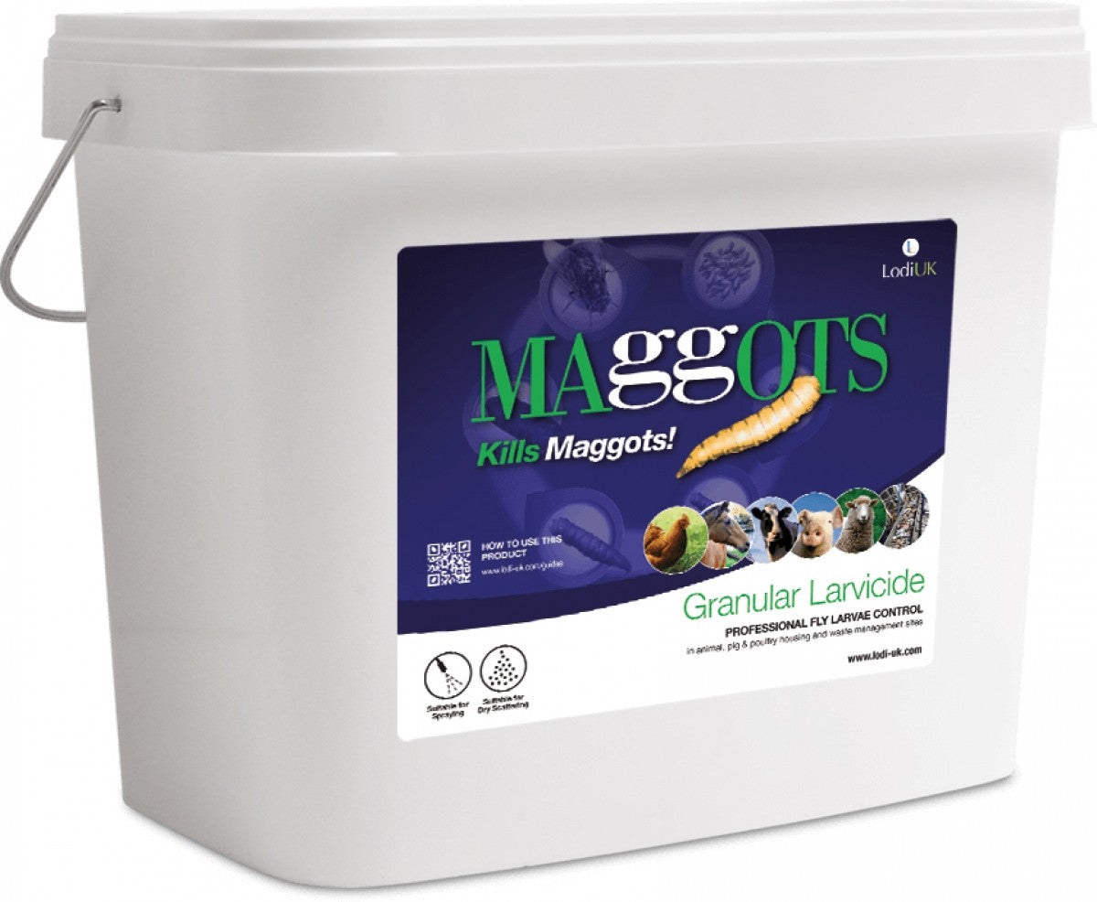 Maggots Granular Larvicide is a fly larvicidal product which is specially formulated to eliminate and control nuisance fly larvae.