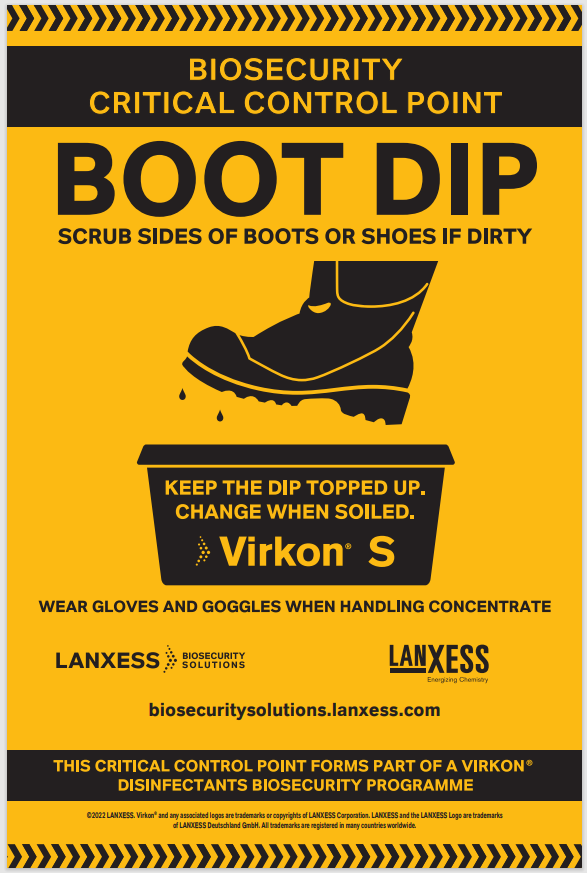 Sign for biosecurity and foot hygiene protocols