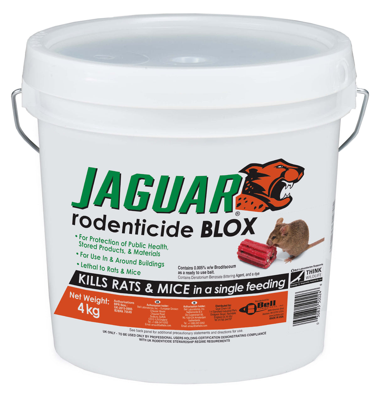 Jaguar Blox contains the powerful active ingredient Brodifacoum, the strongest, single feed anticoagulant on the marker today. Jaguar is effective in controlling both rats and mice, but it works especially well to clear out persistent mouse infestations.