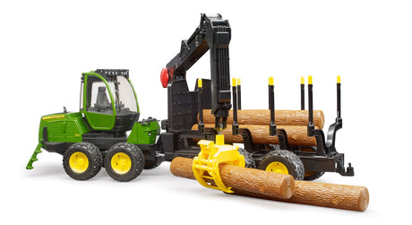 John Deere 1210E Forwarder with 4 tree trunks and grab - Farm Toy