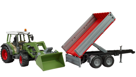 Fendt Vario 211 with frontloader and tipping trailer - Farm Toy