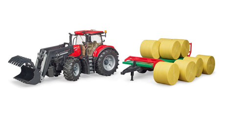 Case IH Optum 300CVX with bale transport trailer - Farm Toy