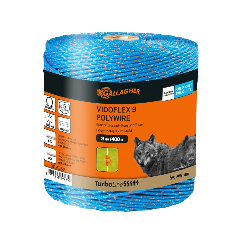 Gallagher Vidoflex 9 TurboLine Polywire - 400 metres - Blue | ST |