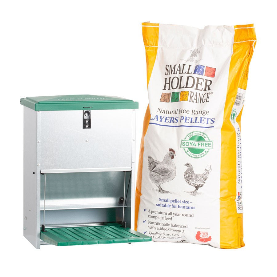 Treadle Feeder - 12kg Capacity - with 20kg of Layers Pellets