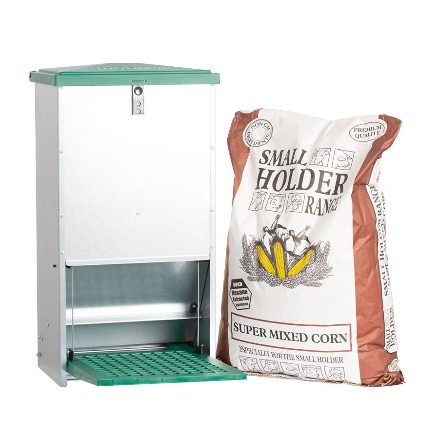 Treadle Feeder - 20kg Capacity - with 20kg of Mixed Corn
