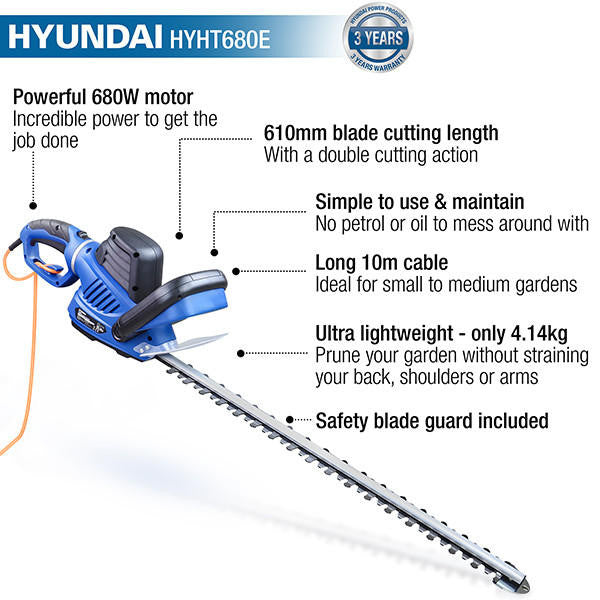 hyundai-680w-610mm-corded-electric-hedge-trimmer-pruner-hyht680e