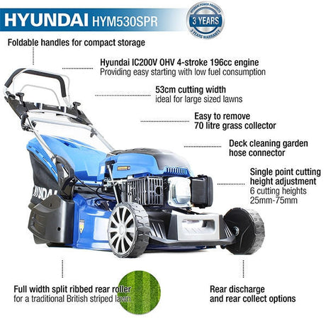 hyundai-21-53cm-196cc-self-propelled-petrol-roller-lawnmower-hym530spr