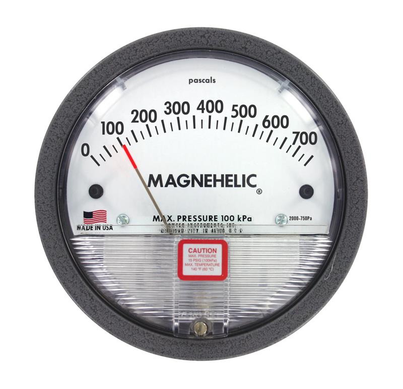 Magnehelic gauge with pressure measurement by Dwyer