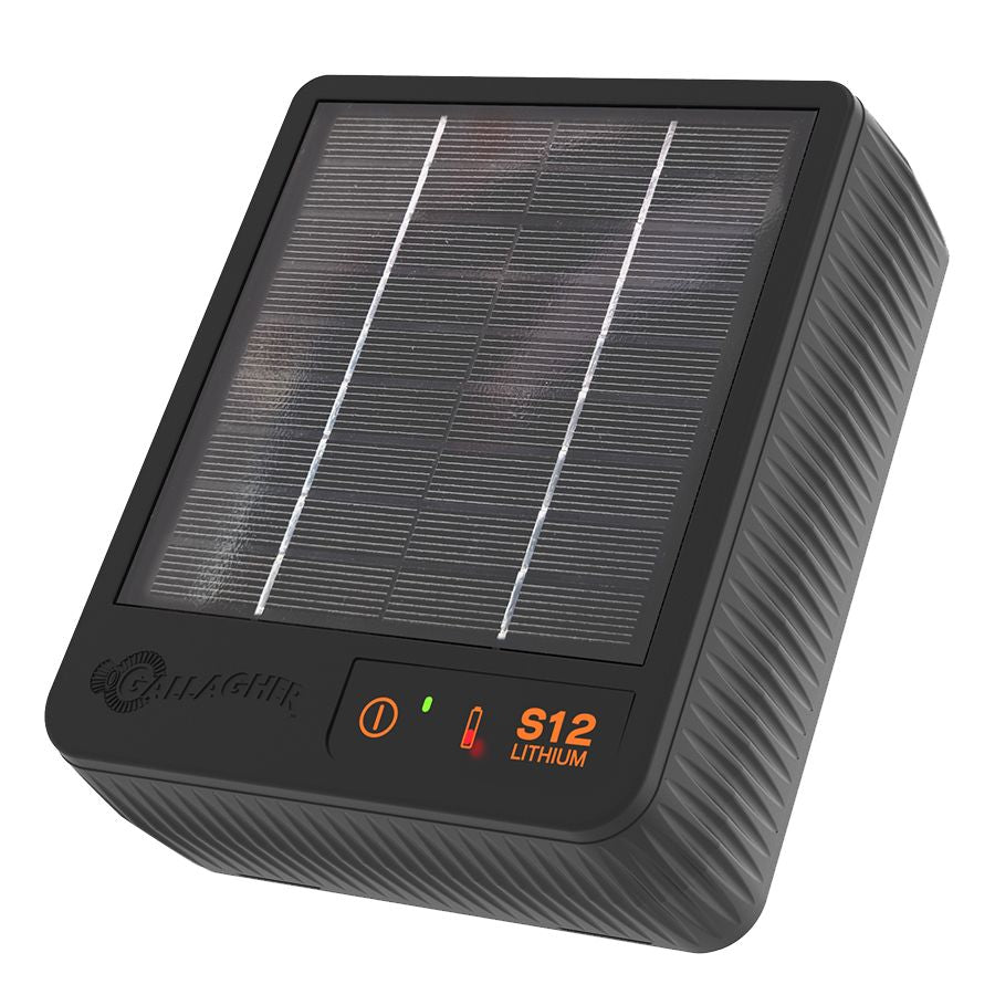 Gallagher S12 Solar Powered Electric Fence Energiser/Charger incl 3.2V Lithium Battery | ST |