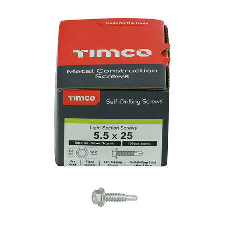 Self Drill Screws 5.5x25 for up to 5mm thick steel w/o Washer - Box of 100