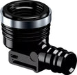 Black and silver plumbing fitting on a white background