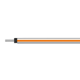 Cable with orange and black striped core on a white background