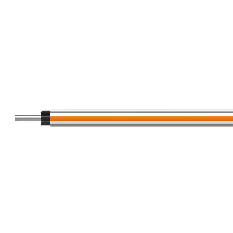 Cable with orange and black striped core on a white background