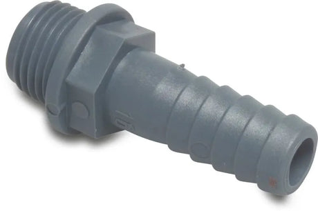 Gray plastic fitting for plumbing on a white background