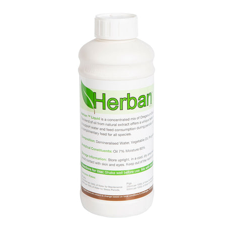 Herban Oregano Liquid - 1lt
A 100% “Natural Origanum Essential Oil Supplement”, a consistent natural taste and flavour which supports gut health and appetite during periods of stress.