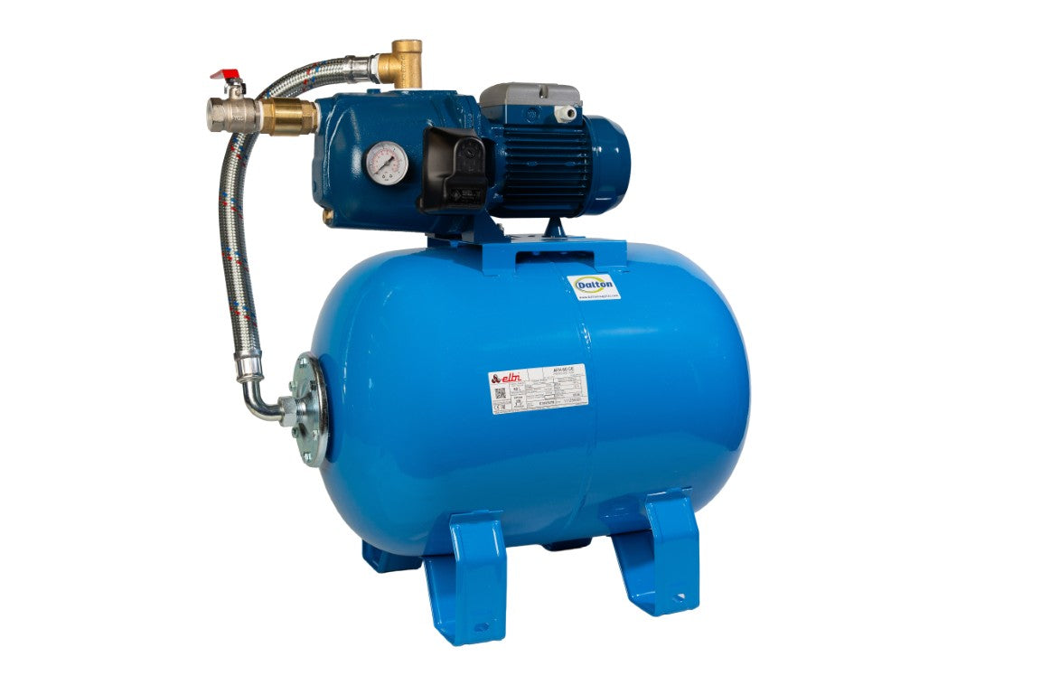 PumpSet Jet 100. Complete with 60L horizontal tank, pressure gauge & pressure switch. 1.0kW