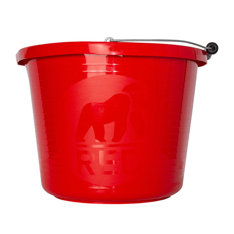 Red bucket with a black handle