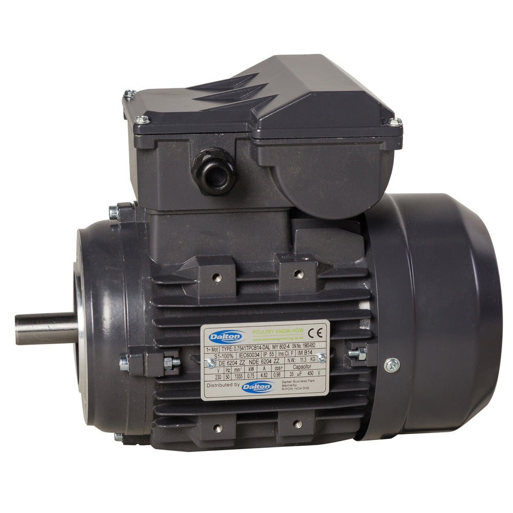 Motor 0.75kW, 1 Phase, 4 Pole, to mount directly onto Gearbox with a dry joint