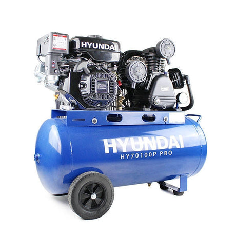  Hyundai 90 Litre Air Compressor, 10.7CFM/145psi, Petrol 7hp | HY70100P 