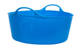 A blue flexible bucket with handles, made from food-grade material.