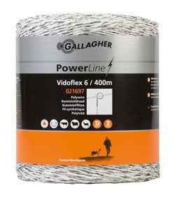 Gallagher Vidoflex 6, Electric fencing wire - Thick polywire with 6 stainless steel wires - 400m | ST |