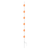 A white multi wire post used for electric fencing, 1.50 meters in height with visible orange twist locks and a double tip base.