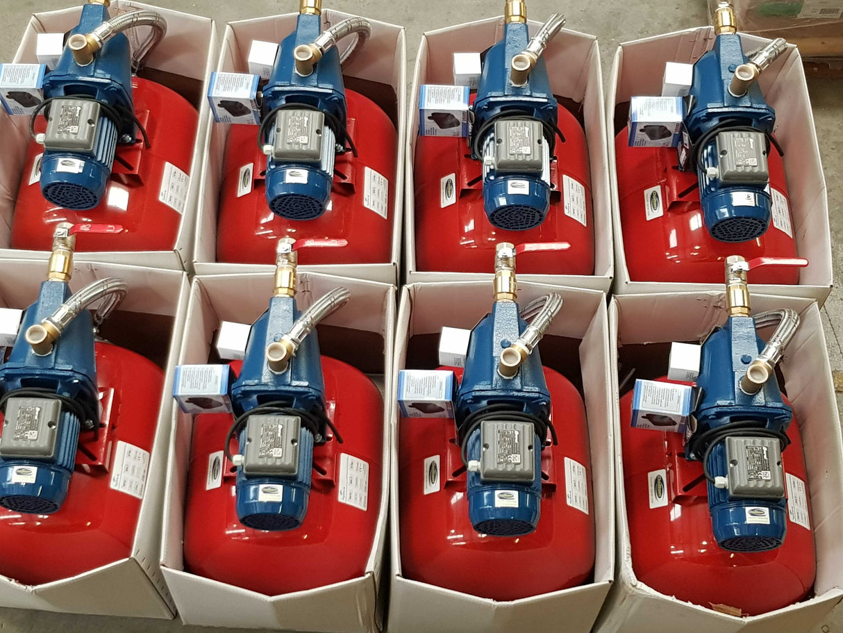 PumpSet Jet 100. Complete with 60L horizontal tank, pressure gauge & pressure switch. 1.0kW