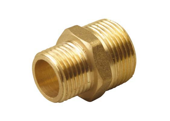 1" x ¾" Brass Reducing Nipple, Male thread x Male thread