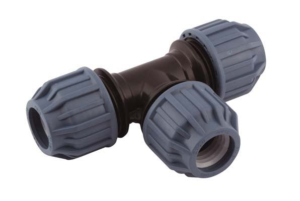 32mm x 32mm x 32mm Compression T-Piece 90°, Compression x Compression x Compression