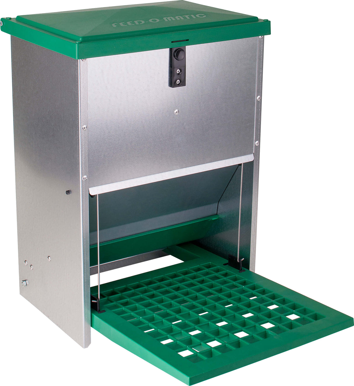 Treadle Chicken Feeder - 12kg Capacity - Feed-O-Matic with Rat Guard Fitted